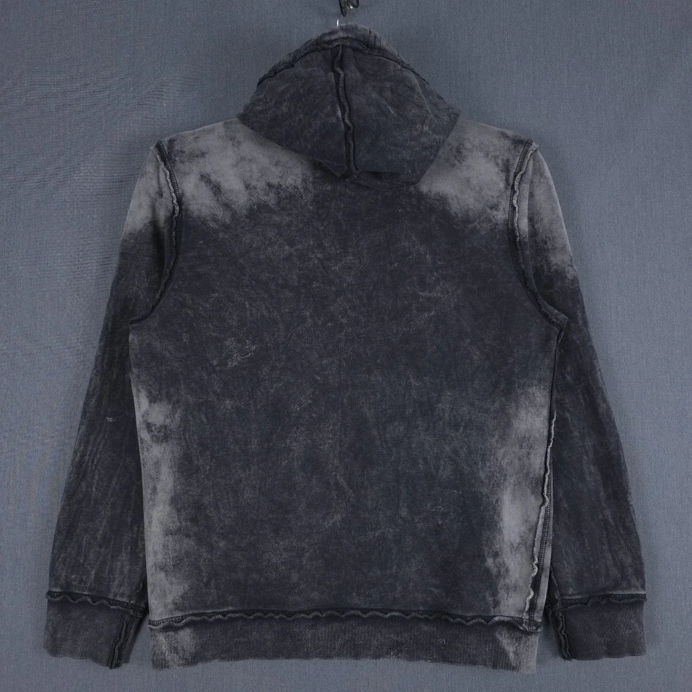 True Religion Distressed‎ Hoodie Mens Medium Gray Pullover Sweatshirt Grunge Y2K